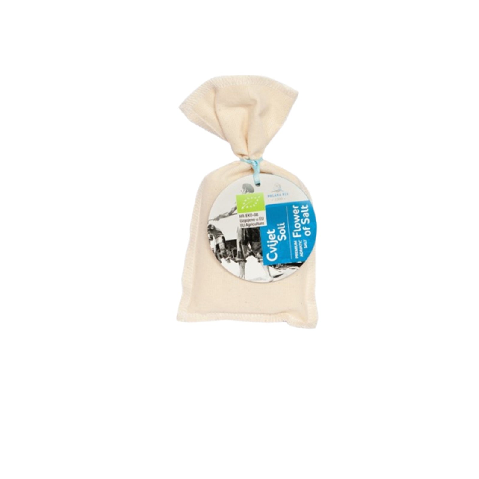 Solana Nin sea salt flower in an 80 g jute bag