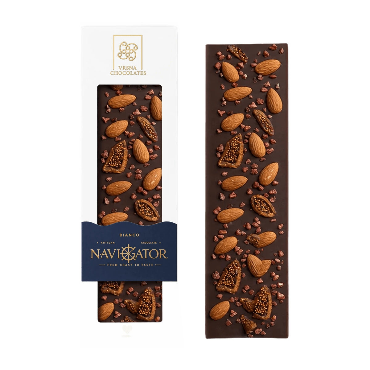 Vrsna Navigator Bianco Dark Chocolate with Almonds, Figs and Raspberries